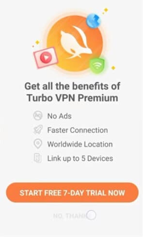 開始試用Turbo VPN付費版