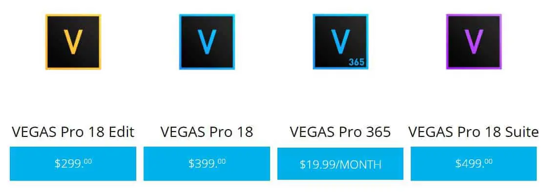 Vegas Pro 的付費方案