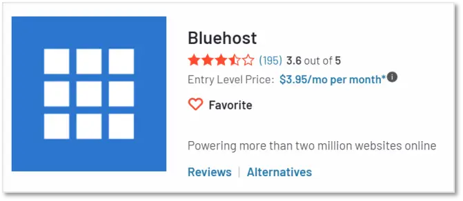 Bluehost 在G2上的評價