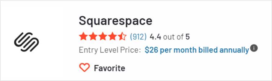 ↑ Squarespace 在G2上的評價
