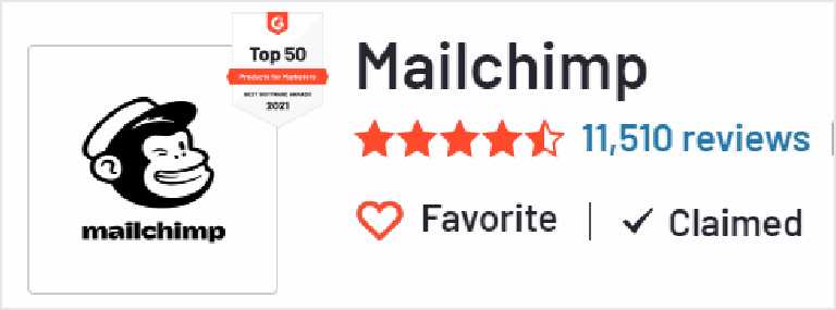 MailChimp 在G2上的評價